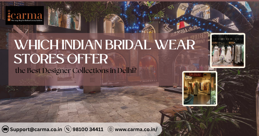 Bride exploring designer bridal wear collections